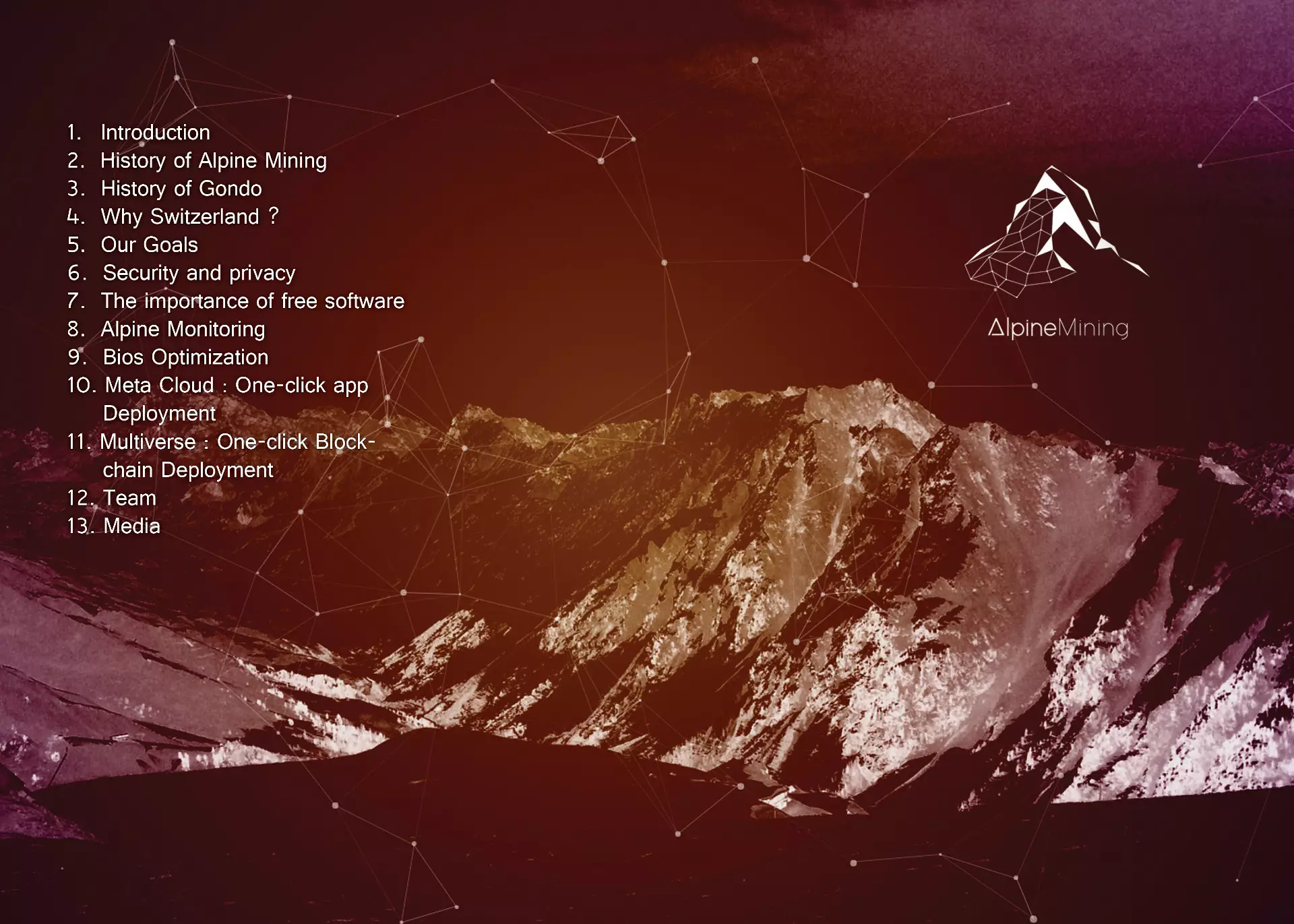 Alpine Mining booklet for crypto valley zug presentation recto by Patrick Widmer