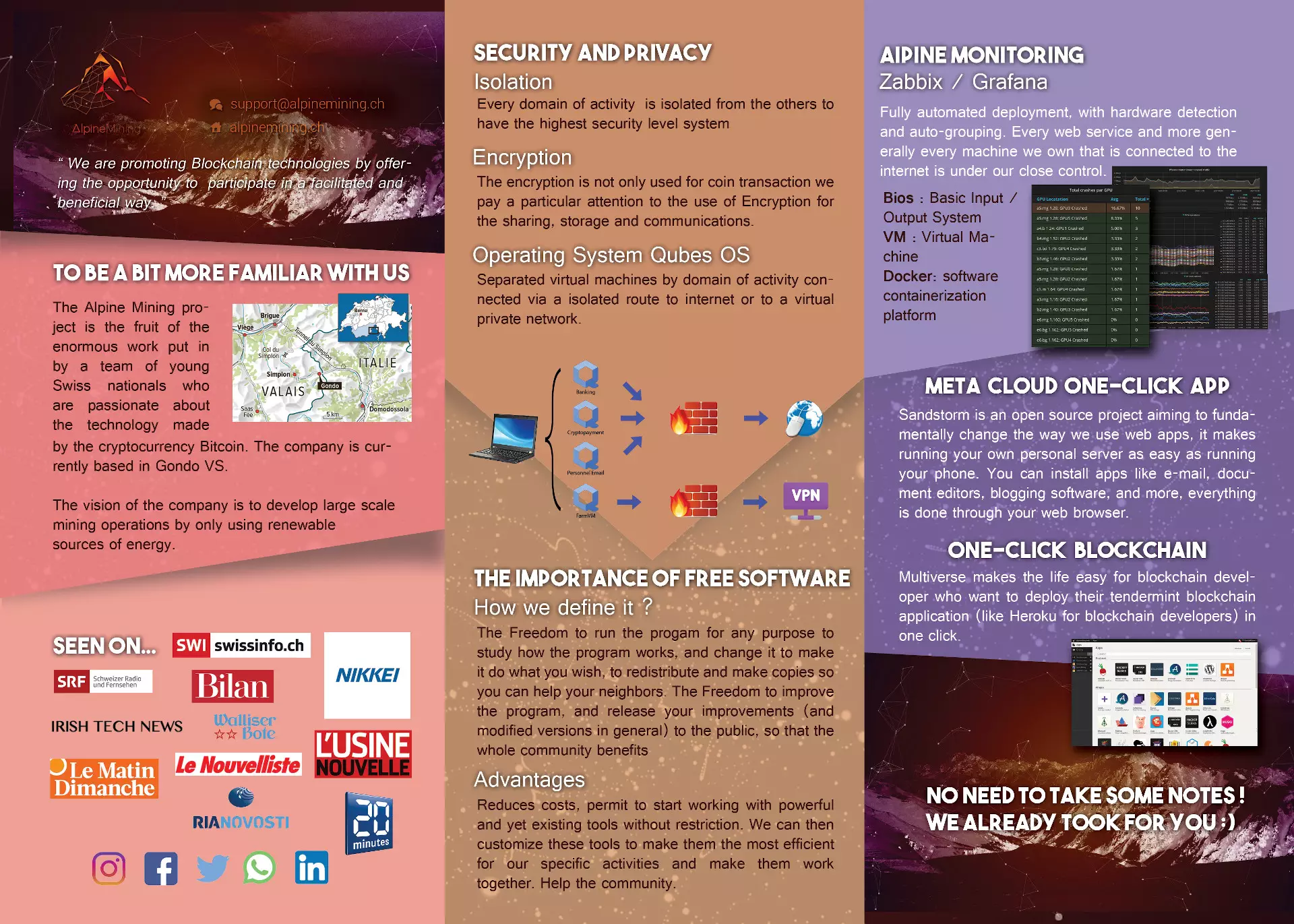 Alpine Mining booklet for crypto valley zug presentation verso by Patrick Widmer