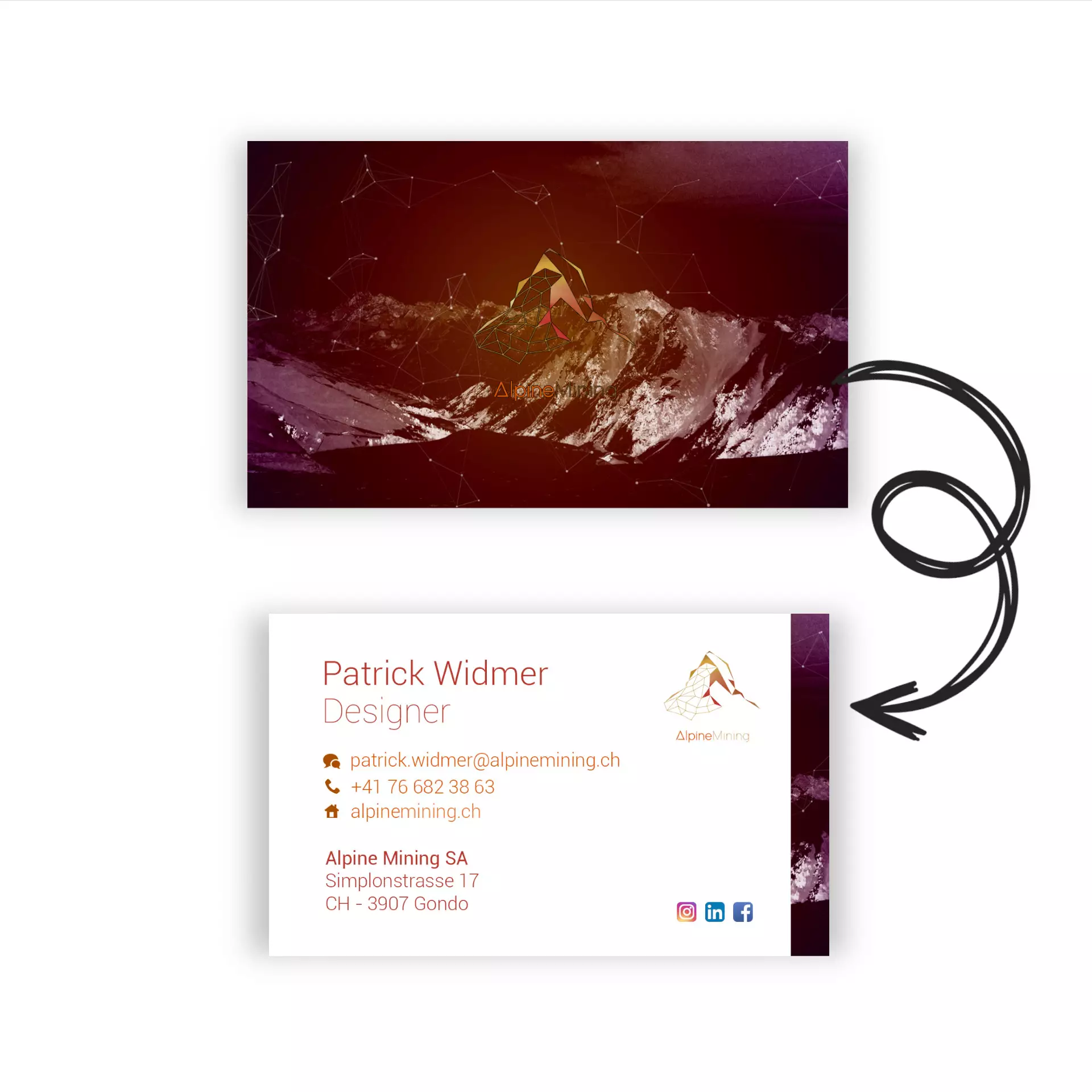 Alpine Mining visiting business cards by Patrick Widmer