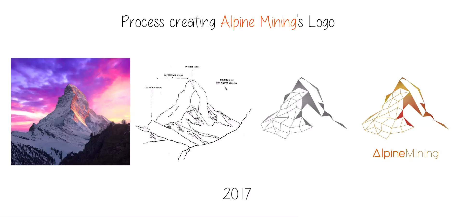 Alpinemining creation process logo project by Patrick Widmer