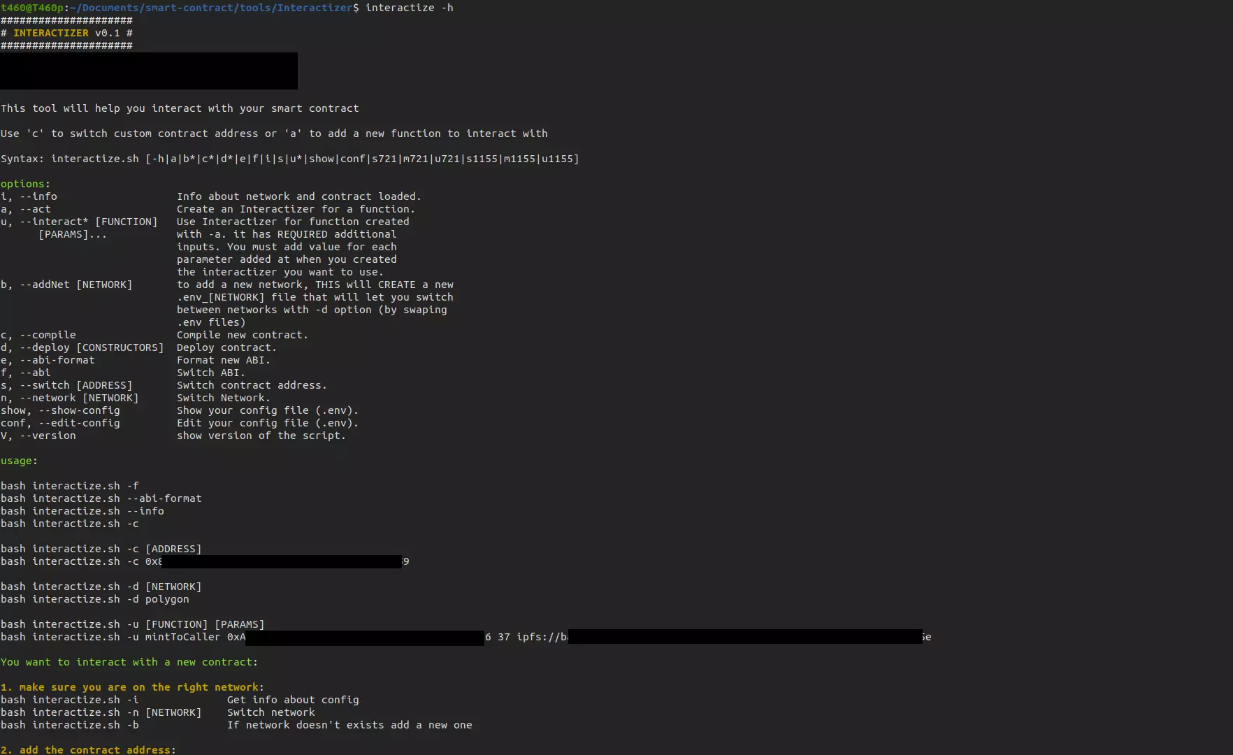 Bash script to interact with smart contracts help by Patrick Widmer
