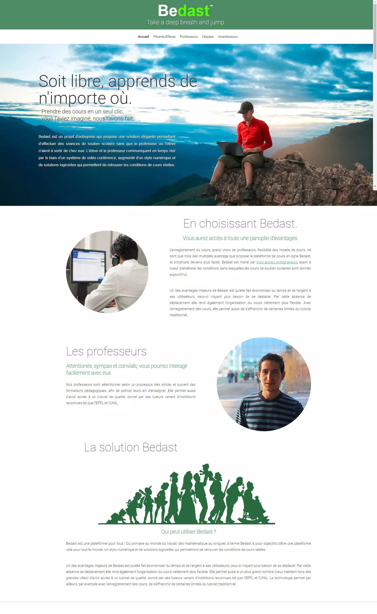 Bedast learning online homepage UI UX website by Patrick Widmer