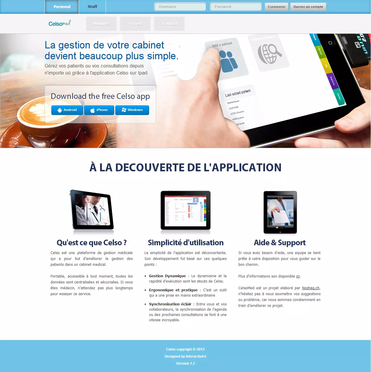 Celso med doctor management homepage UI UX website by Patrick Widmer
