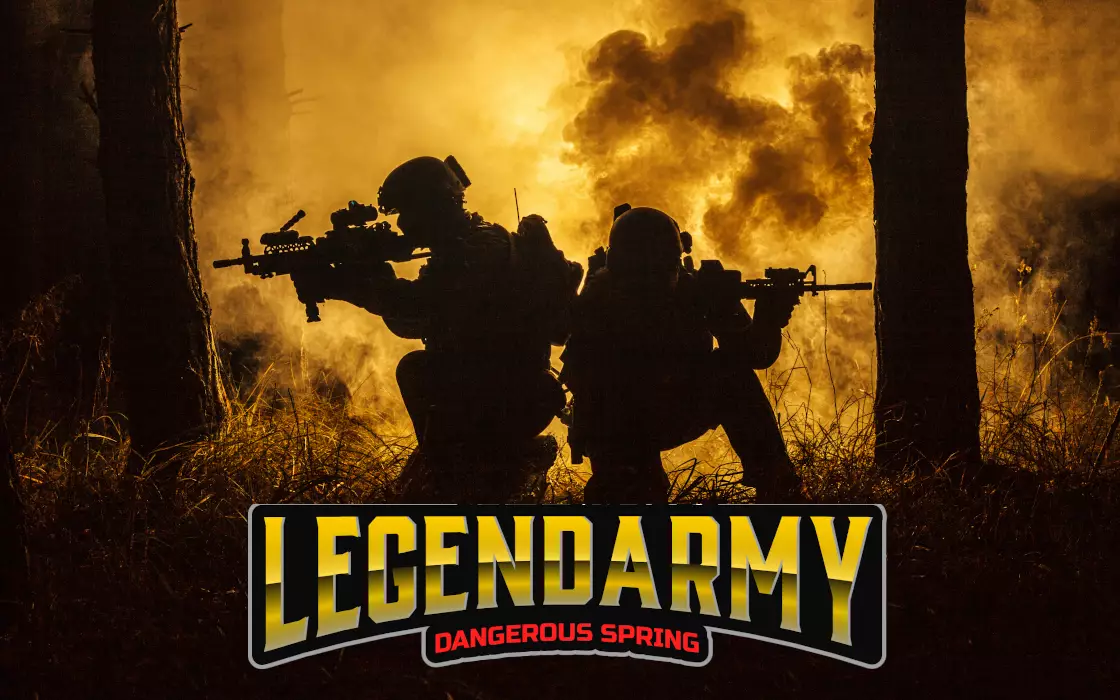 Legendarmy soldier with explosion in the background by Patrick Widmer