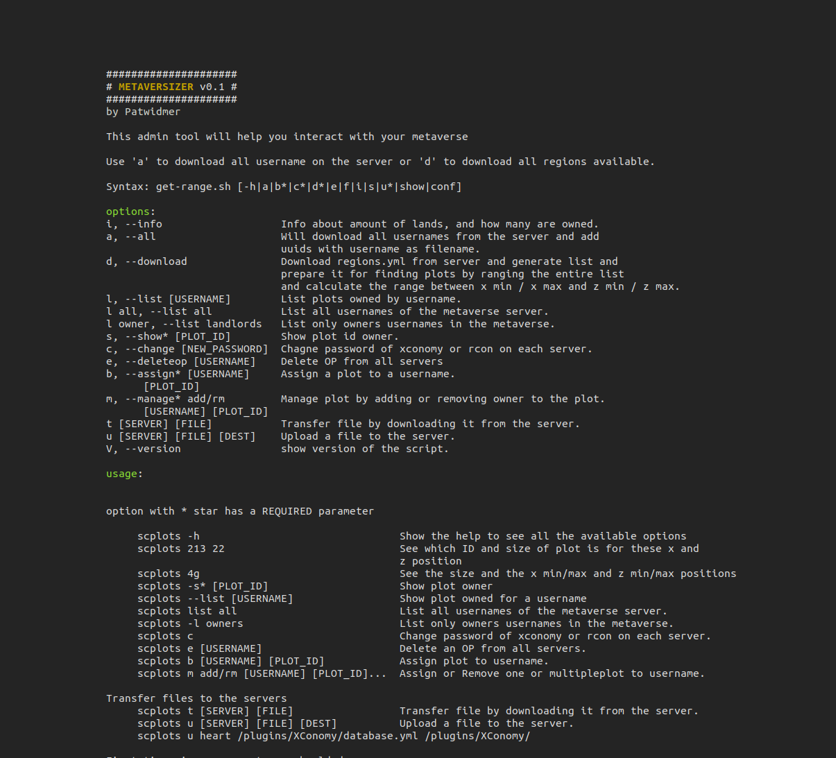 Bash script to interact with minecraft metaverse help by Patrick Widmer